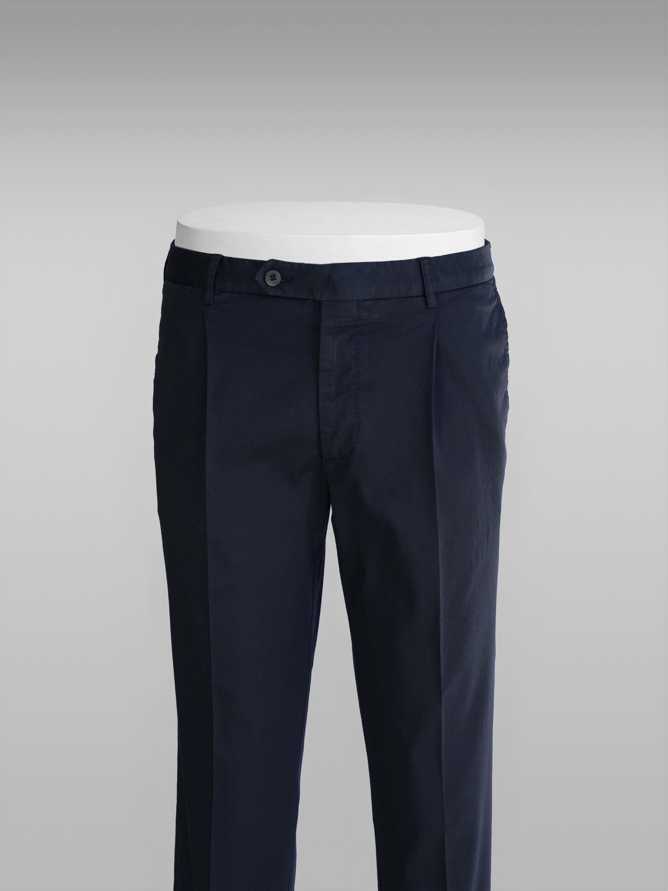 Dark blue cotton supima sport trousers 1 pleat